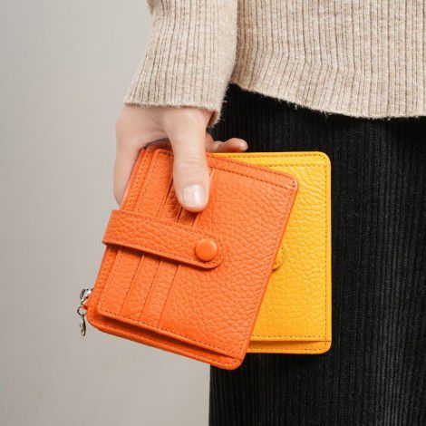 Wallet Women's Zipper Zero Wallet Cowhide Buckle Multi Card Card Bag 
